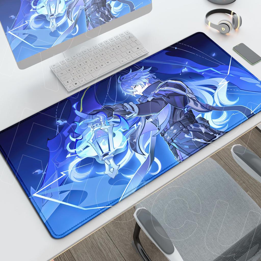 Druk HD Genshin Impact Flins Mata na Biurko Długi Biurowy Pad na Biurko PC Gaming Antypoślizgowe Akcesoria Anime Gumowa Podstawa Podkładka pod Mysz Zmywalna