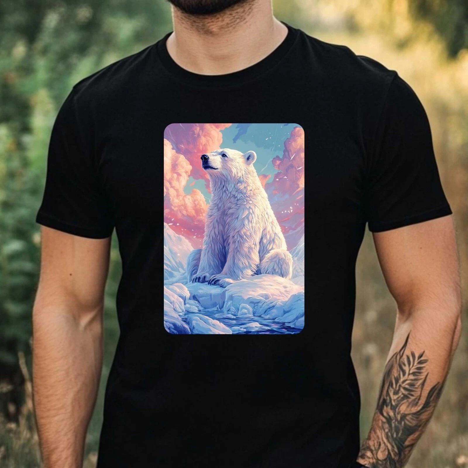 T-Shirt Herren Eisbär im Anime Style Motiv Baumwolle Größe XS bis 5XL XXL