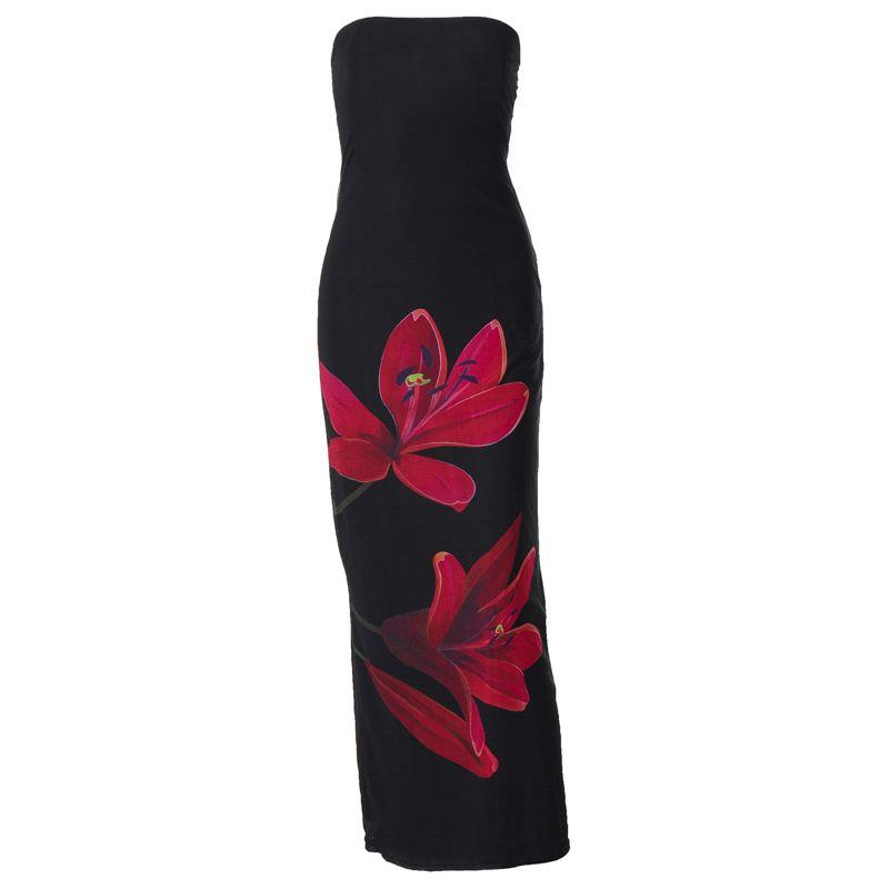

Kkx Fashion Sexy Flowers Print Hollow-out Tube Top Dress Street Fashionable Skinny Slimming Strap Dress Female Black L
