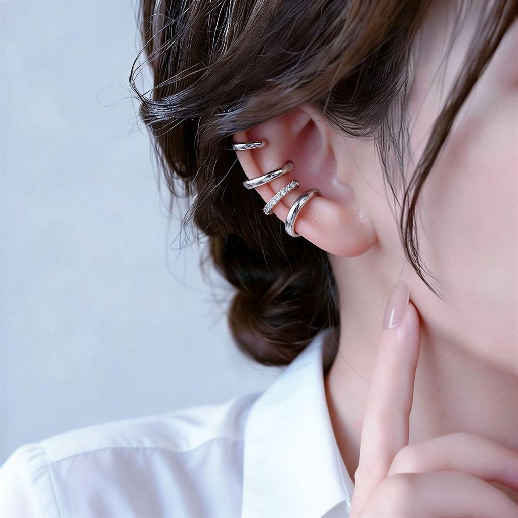 European C-Shaped Geometric No-Piercing Ear Clips for Women