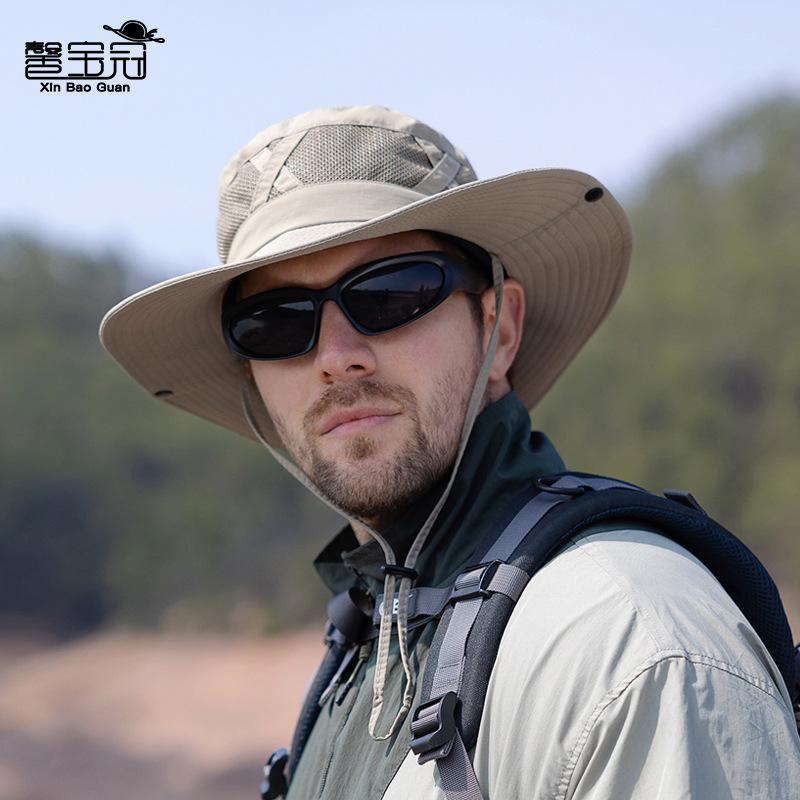 9245 Summer Eaves Breathable Sunshade Bucket Hat Men's Spring and Autumn Sunscreen Sun Hat Outdoor Mountaineering Fishing Hat