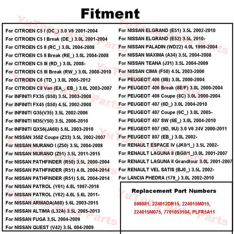6pcs Spark Plug For NISSAN PATROL Y62 Y61 4.0L 4.8L PATHFINDER R51 ALTIMA 3.5L 350Z Z33 INFINITI FX35 CITROEN C6 PEUGEOT 407 607