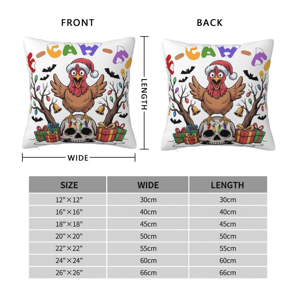 Christmas F-Caw-F Chicken Pillowcase Printed Polyester Cushion Cover Decorations Throw Pillow Case Cover Home Square 18''