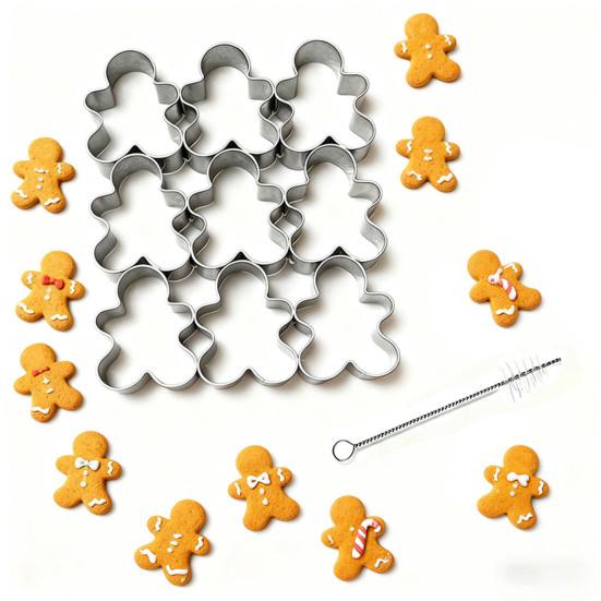 Gingerbread Man Cookie Cutters 9 Cavity Stainless Steel Baking Mold for Biscuits And Fondant Easy to Clean Baking Tool for Home Baking And Festive