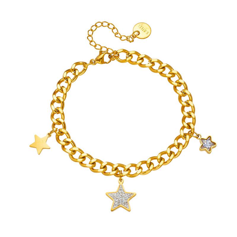 Gold Star Cuban Link Bracelet For Women Dainty Jewelry