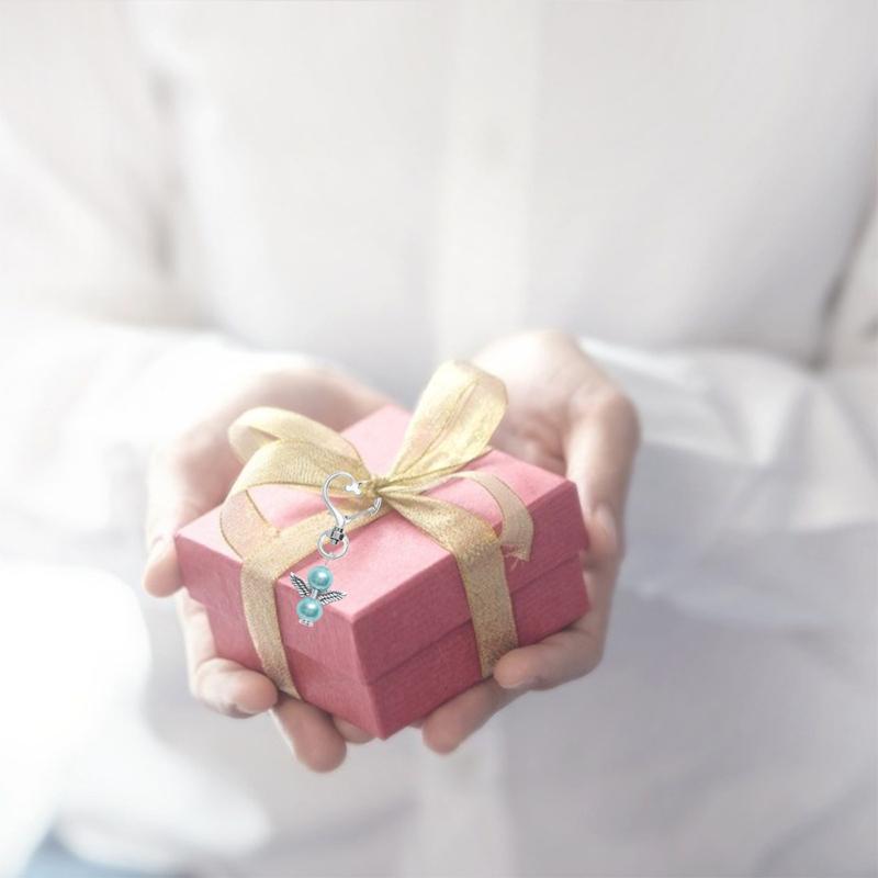 20 Sets Wedding Gift  Box  Decor  Set, Metal Guardian Angel Keychain Pendant+organza Bag+tag Suit,