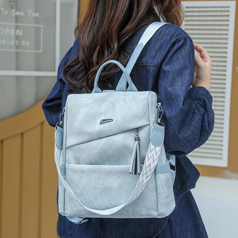 Mochila Feminina Couro Macio Multifuncional Bolsa de Ombro Mochila Escolar Estudante