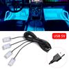 Car Neon Light Foot Light LED Interior Decoration Backlight Cigarette Lighter USB Atmosphere Lamp Auto Decorative Accessories