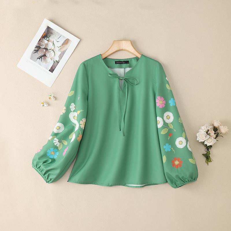 ZANZEA Women Floral Print Long Sleeve Round Neck Casual Blouse