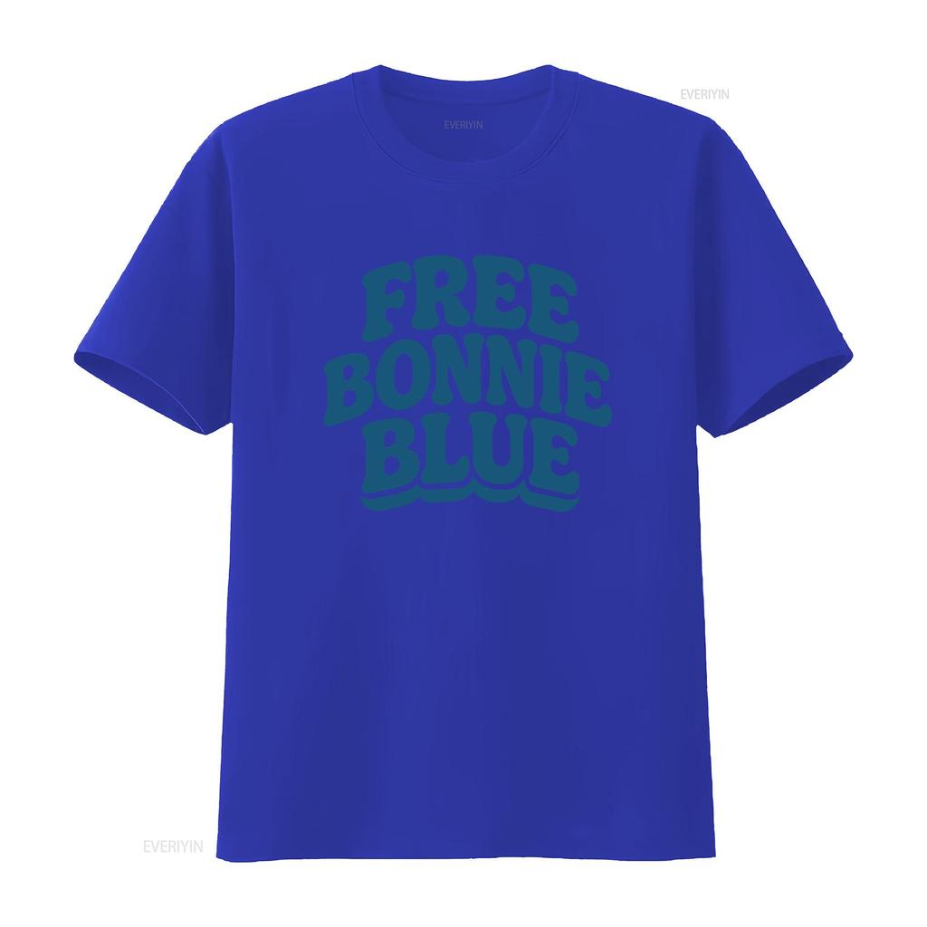 Free Bonnie Blue Funny Idea T Shirt Casual Crew Neck Slight Stretch Fabric Regular Fit Print Pattern All Season Vintage Washed