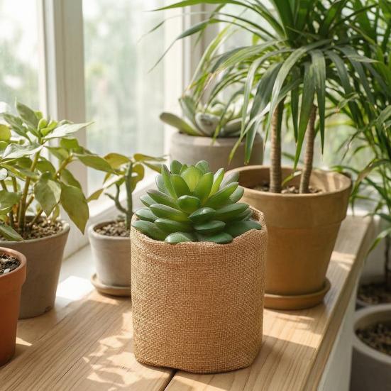 Yousheng Linen Succulents Planter Decorative Plant Pot for Succulents Cute Small Houseplant Container for Home Balcony Windowsill Table Decoration