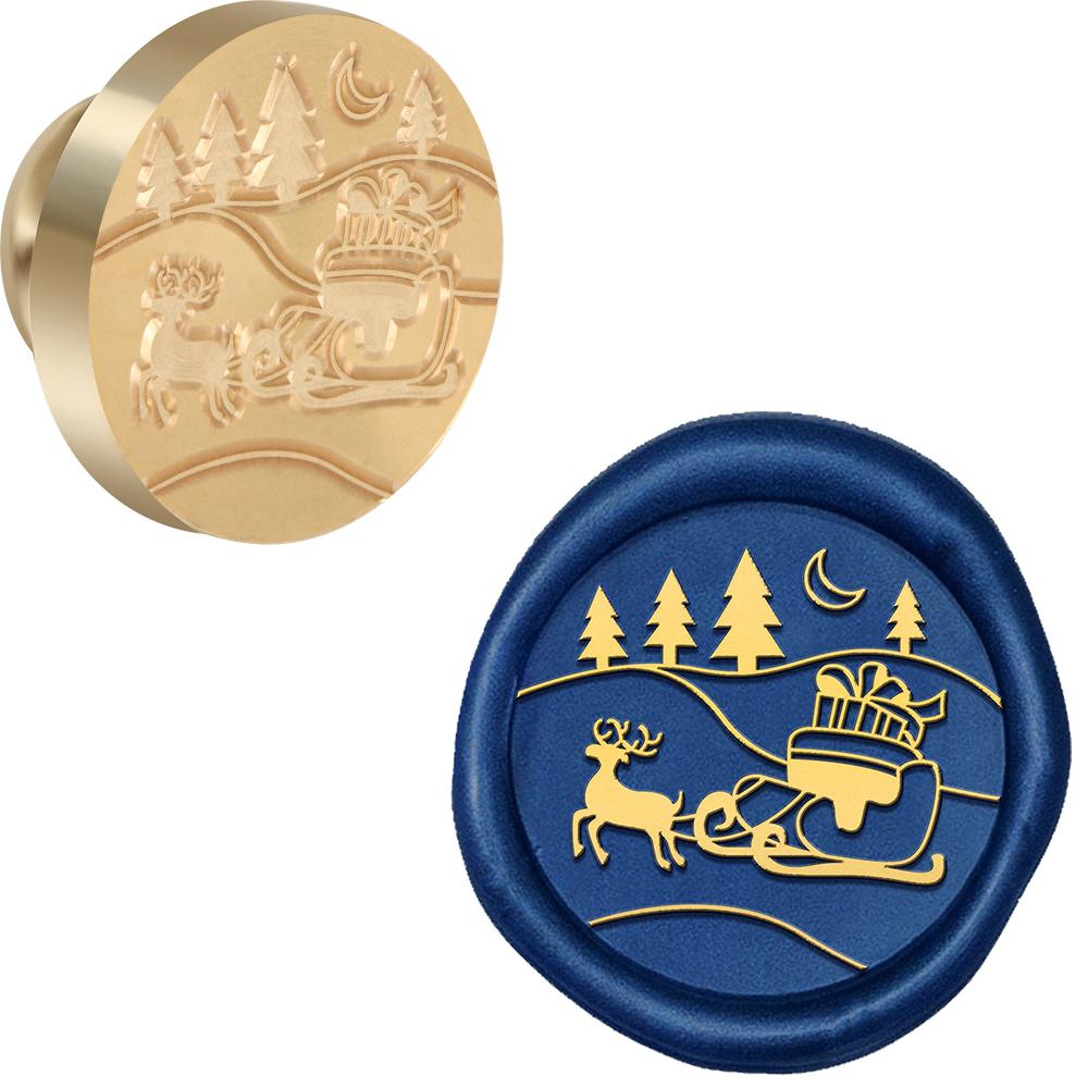 Cute Christmas Wax Seal Stamp Elk Car Christmas Gifts Wax Sealing Stamp Removable Brass Heads Sealing Stamp Invitations Greeting
