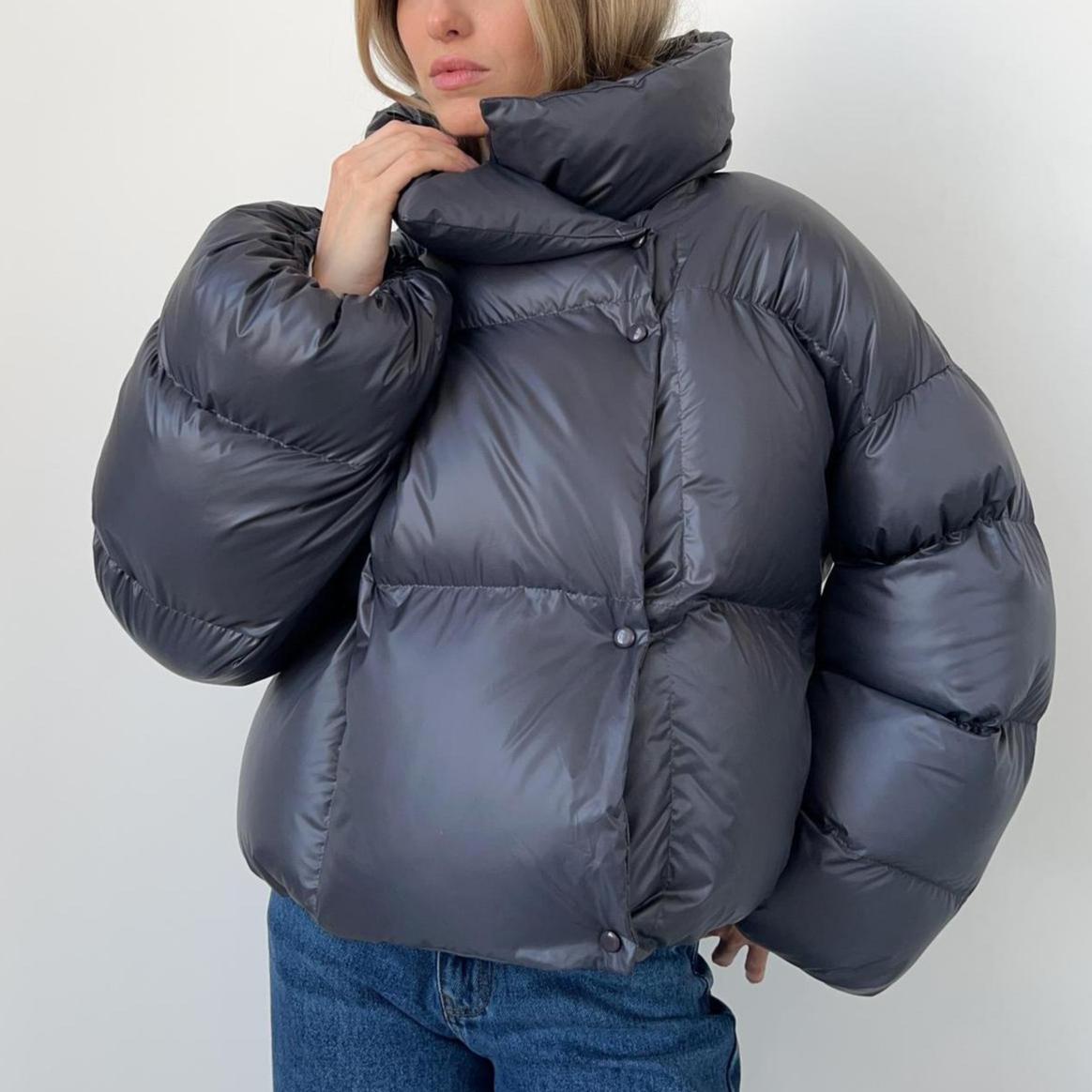 

GMXIA Зимняя женская дорожная одежда для хлеба, хлопковая куртка, женская трендовая модель, индивидуальная уличная короткая куртка с капюшоном из хлопка L темно-серого