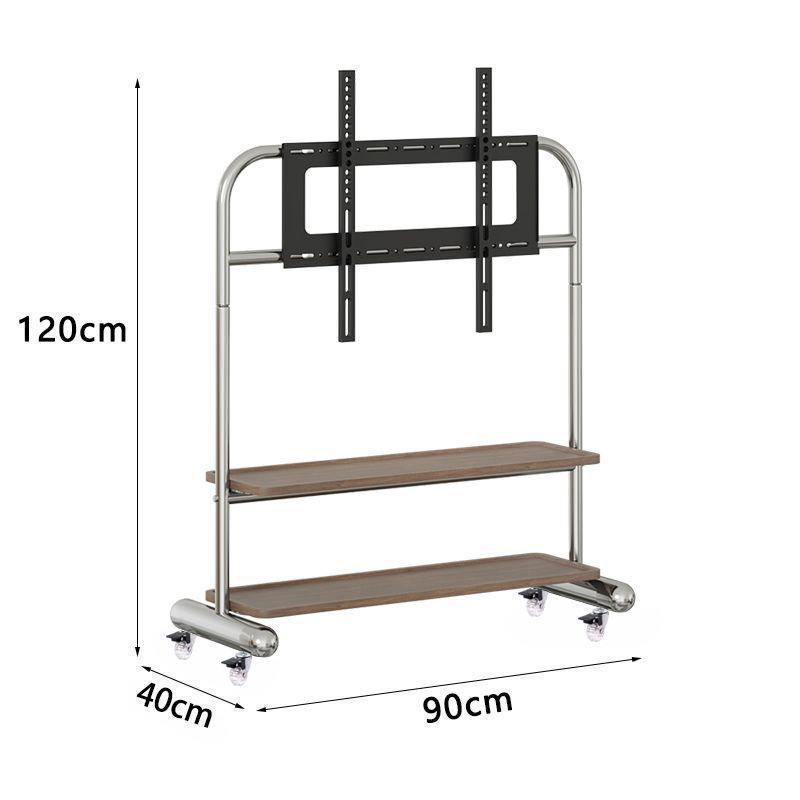 Stainless Steel Mobile TV Stand with Wheels for 43-75 Inch Screens, Ideal for Small Apartments, Bedrooms, and Living Rooms.