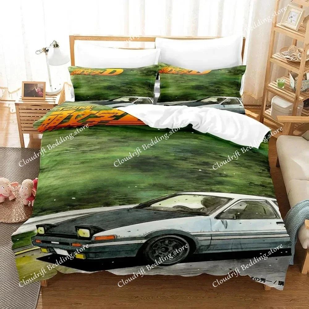 Initial Ae86 Boys Bedroom Bedding Set Single Twin Full Queen King Size Aldult Duvetcover 3D Anime Bed Sheet Set026