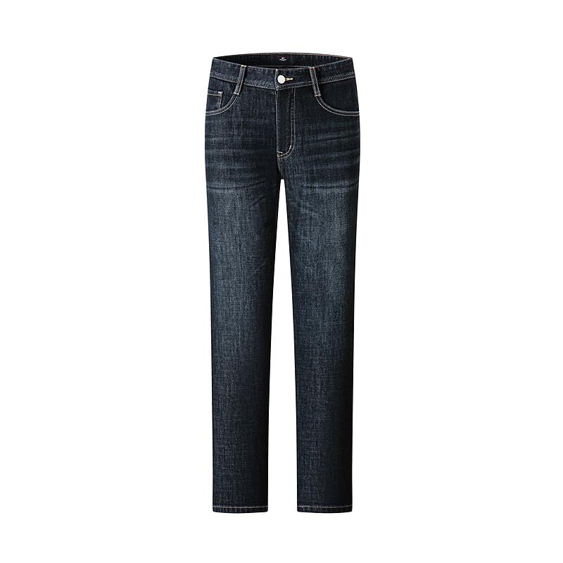 SEPTWOLVES Men's Fleece-lined High-Stretch Washed Denim Jeans