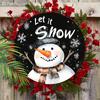Weihnachts-Holzschild mit entzückendem Schneemannmuster - Rundes Schild "Let It Snow" für Haustür, Wandbehang-Dekor - Idealer Weihnachtsschmuck