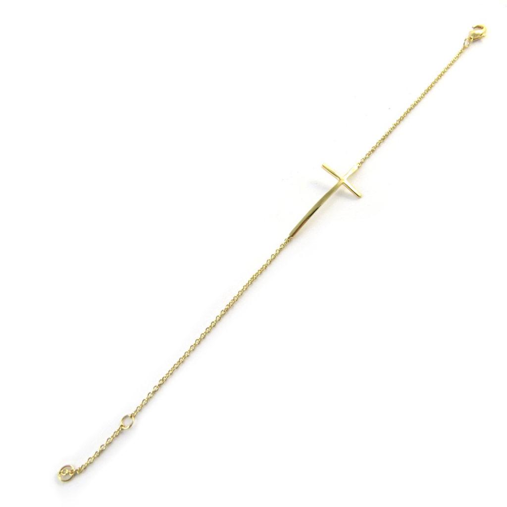 Les Trésors De Lily [N5370] - Gold Plated 'Cross' Bracelet