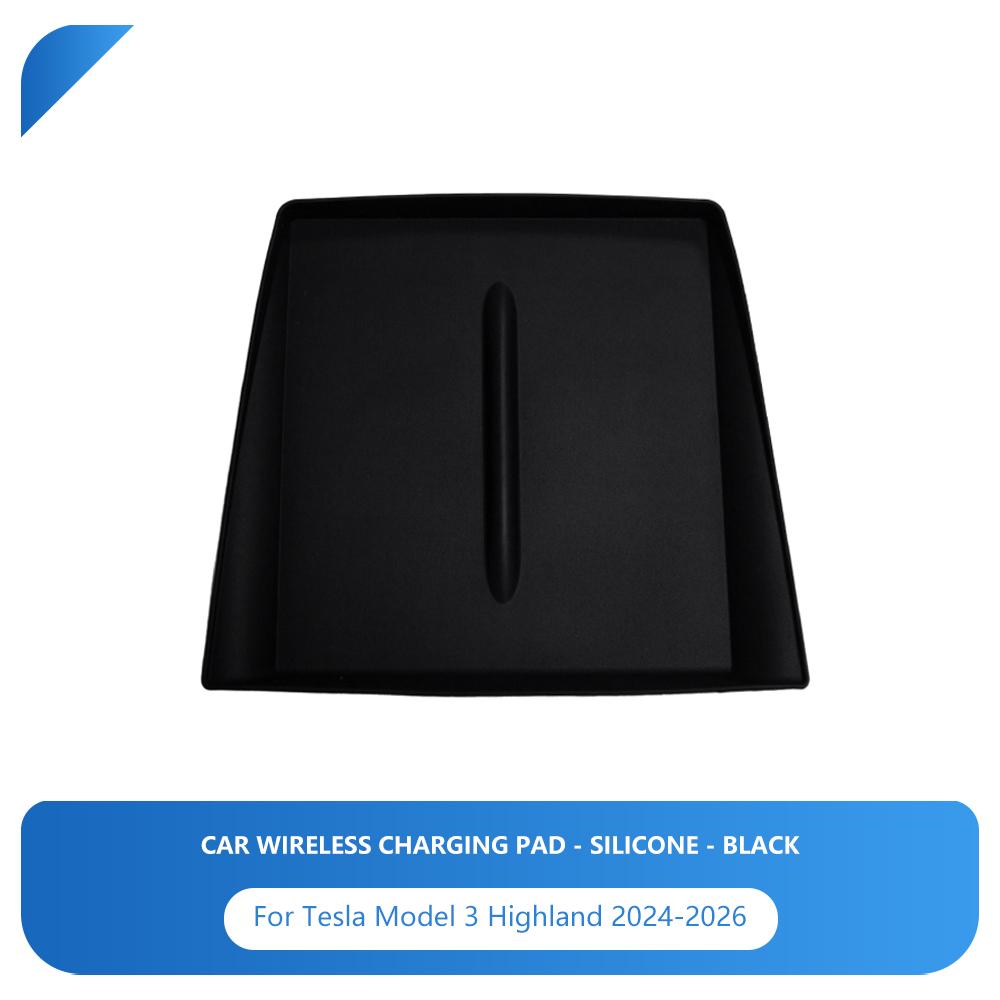 Heenvn For Tesla Model 3 Highland 2024-2026 Silicone Wireless Charger Pad Mat Protector Non-slip Mat Car Interior Accessories