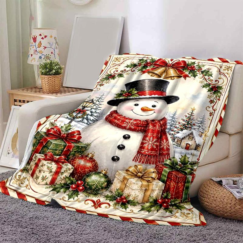 1Pc Winter Wonderland Snowman Blanket Soft And Comfortable Casual Warm Camping Travel Christmas Halloween Gift M292126