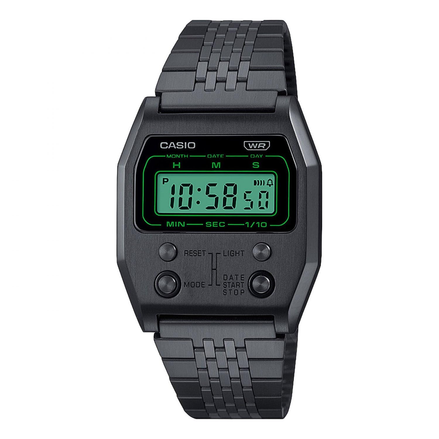 Часы Casio Vintage Digital из черной стали, современные A1100B-1EF, черно-белые,