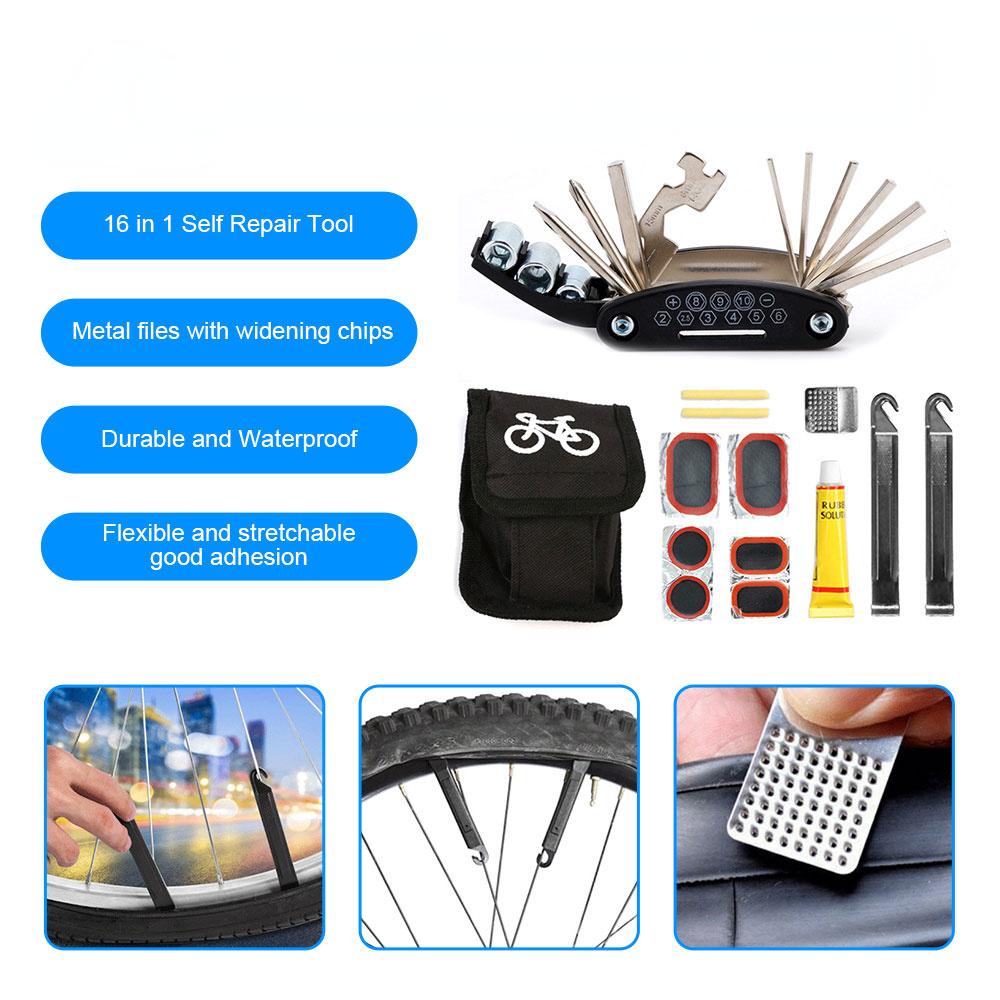 Bicycle Repair Tools Kit Bike Accessories Multi Tool Set With Pump Tire Patch Portable Mountain Road Bike Tire Repair Tool Set