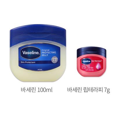 Vaseline Protecting Jelly Original 100ml + Vaseline Lip Therapy 7g, 1 100ml + 1 Rosy Lips, 1 Set
