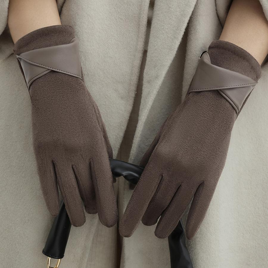Warm gloves for women in winter, fashionable and simple temperament,  anti cold touch screen riding windproof gloves