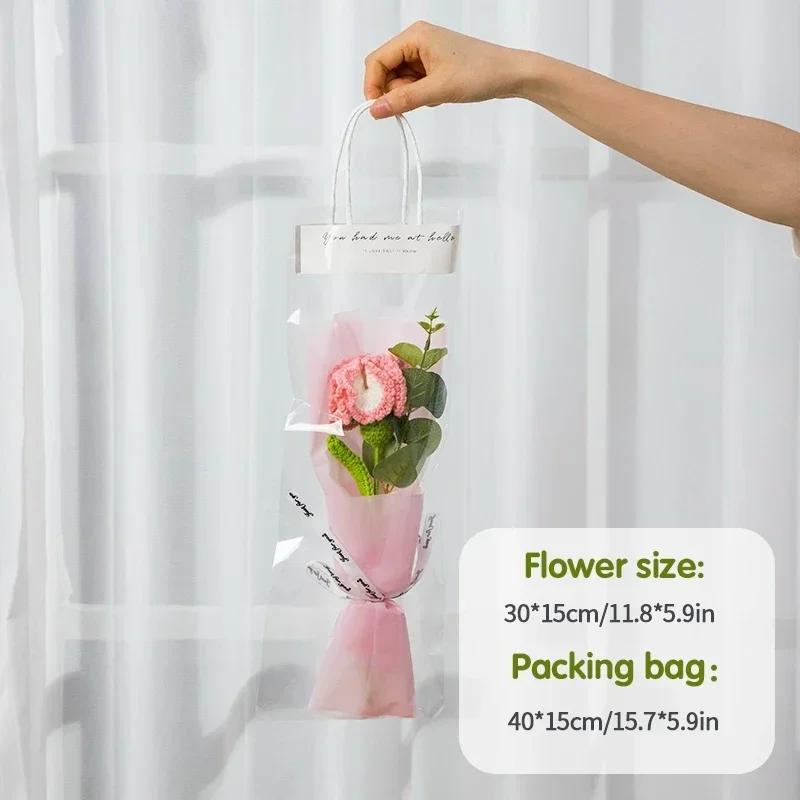 Crochet Flowers Bouquet Rose Hand-Knitted Graduation Flowers Bouquet Wedding Party Decoration Birthday Graduation Gifts