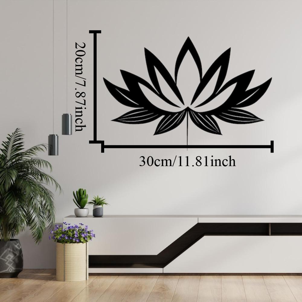Black Metal Lotus Flower Wall Art Minimalist Modern Home Decor 12in