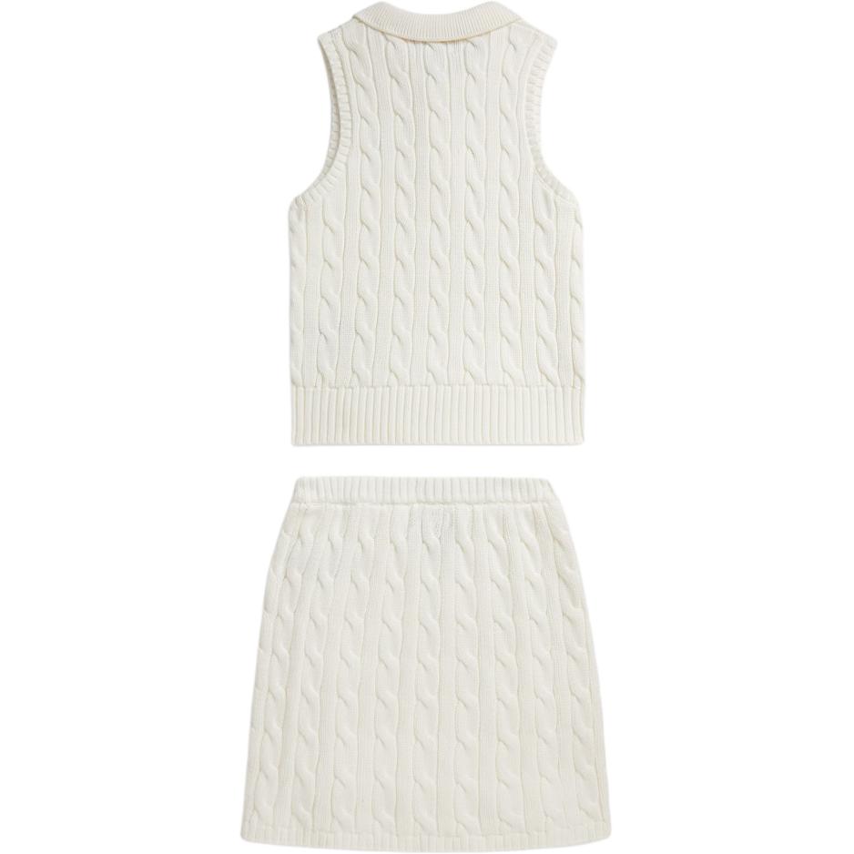 Polo Ralph Lauren Kids  Dress Set Sleeveless Polo Collar Embroidered Button Placket Cable Knit Cotton Kids Dress Set 313A11239-002