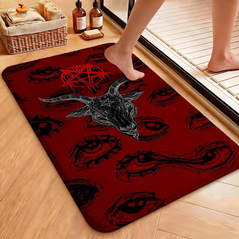 Dark Baphomet Pentagram Art Indoor Rug Soundproof Shockabsorbing Carpet For Office Study Home Decor Memorial Gift