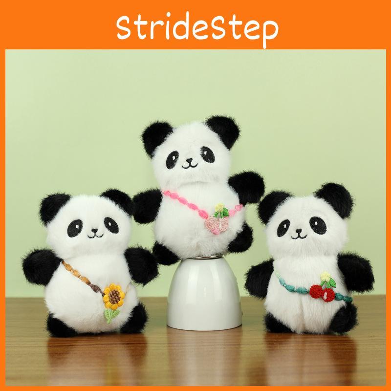 Adorable Plush Panda Keychain Doll For Couples With Colorful Floral Accents 12cm