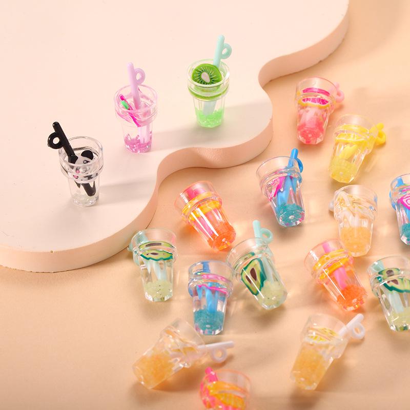 Mini Luminous Fruit Straw Cup Keychain Pendant - Cute Jewelry Accessory
