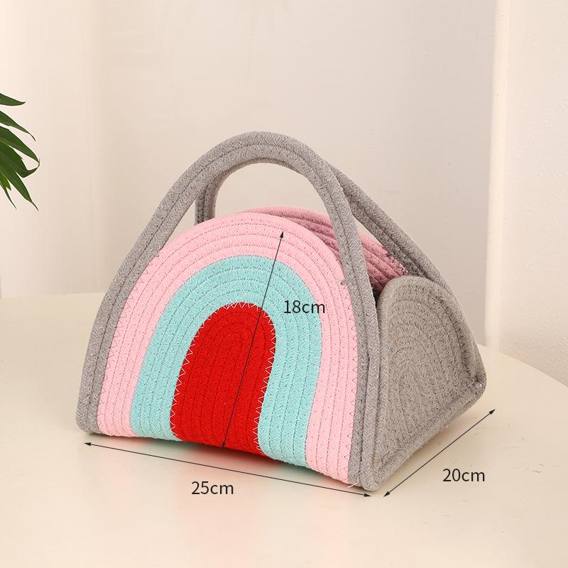 Плетеная сумка-тоут из хлопкового каната с радужной полоской Mother and Baby Bag Style B