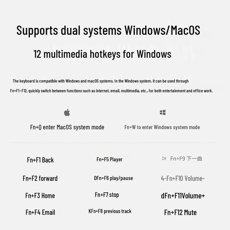 Rapoo E9000G Upgraded 78-Key Multi-Mode Wireless Keyboard