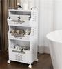 Foldable Laundry Basket Bathroom Multi-layer Clothes Storage Basket Household Storage Shelf Fruit Shelf Rolling Utility Cart