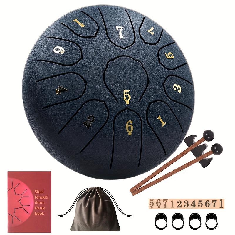 8-Inch 11-Note Steel Tongue Drum - C Key Portable Percussion Instrument for Yoga Beginners