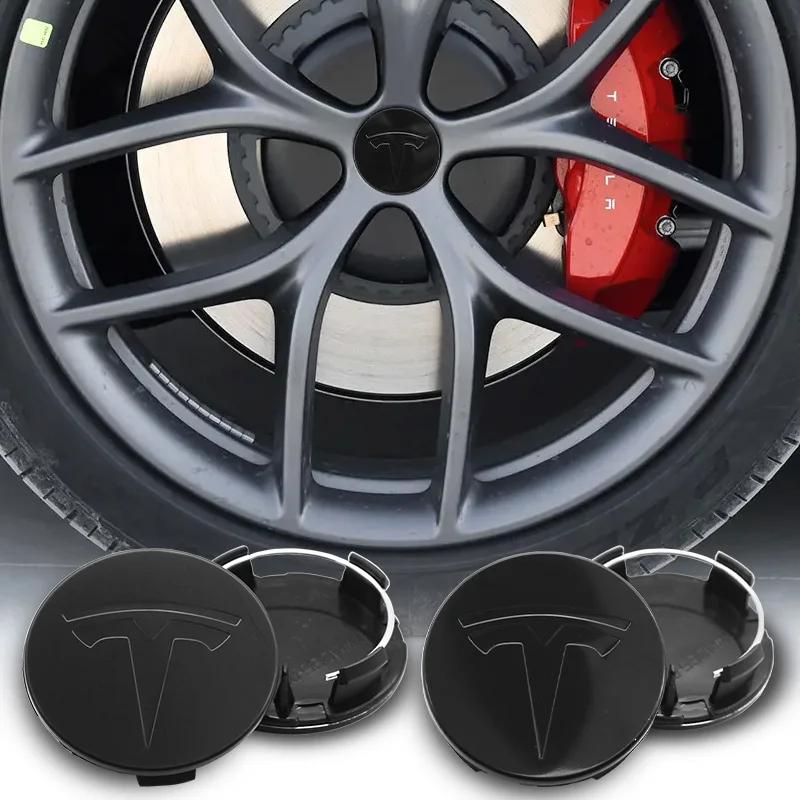 Car Sticker 2025 New Tesla 4Pcs 56mm Emblem Badge Sticker Original Wheel Hub Cover Car Accessorie For Tesla Model 3 Model Y S X