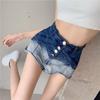 Nuovo Design Estivo a Colori Degradé con Pantaloncini di Jeans a Gamba Larga per Donna Vita Alta Gamba Dritta Casual Hot Pants