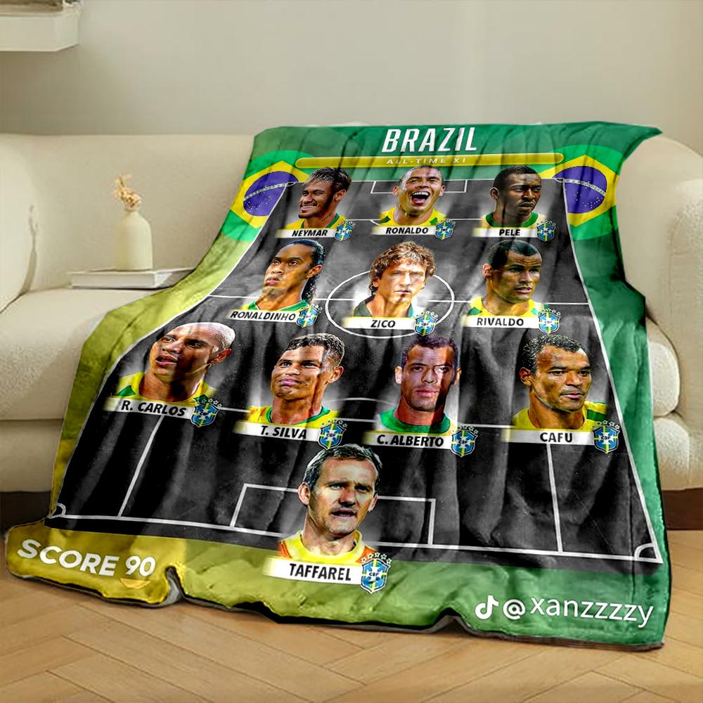 Brazil Football Legends Designed Flannel blanket for bedroom, living room, sofa, and nap