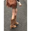[Hot-selling In the Store] Casual Medium Cowboy Boots for Women In the Summer of 2025, New Hollow Cool Boots, Pointed Thick Heel Thorns