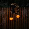 Solar Halloween Decorations for Outdoor Witch Pumpkin Moon Garden Stake Light, Waterproof on Crescent Unique Gifts Home with Lantern, LED Yard