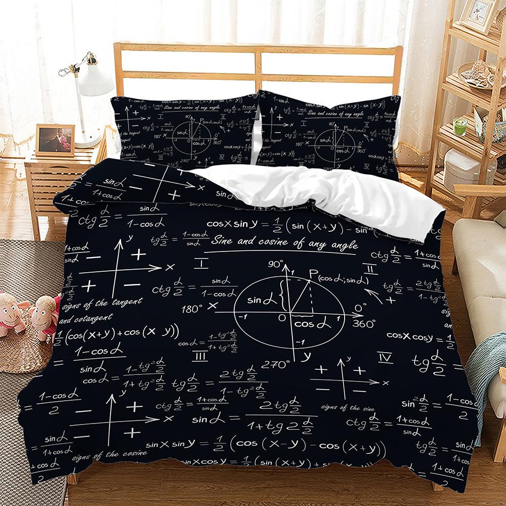 Quilt Cover Math Geometry Equation 3D Three-Piece Digital Kit