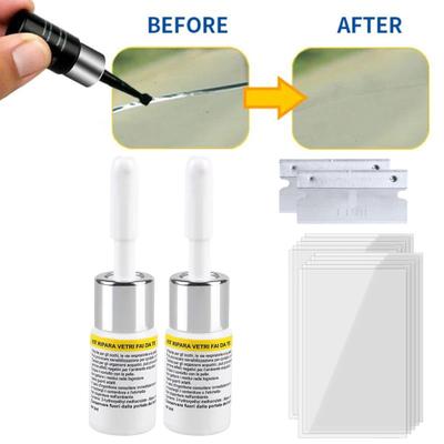 Kit de Reparación de Parabrisas para Astillas y Grietas Líquido para Reparación de Vidrio con Rascadores y Láminas Reparación de Grietas de Parabrisas DIY
