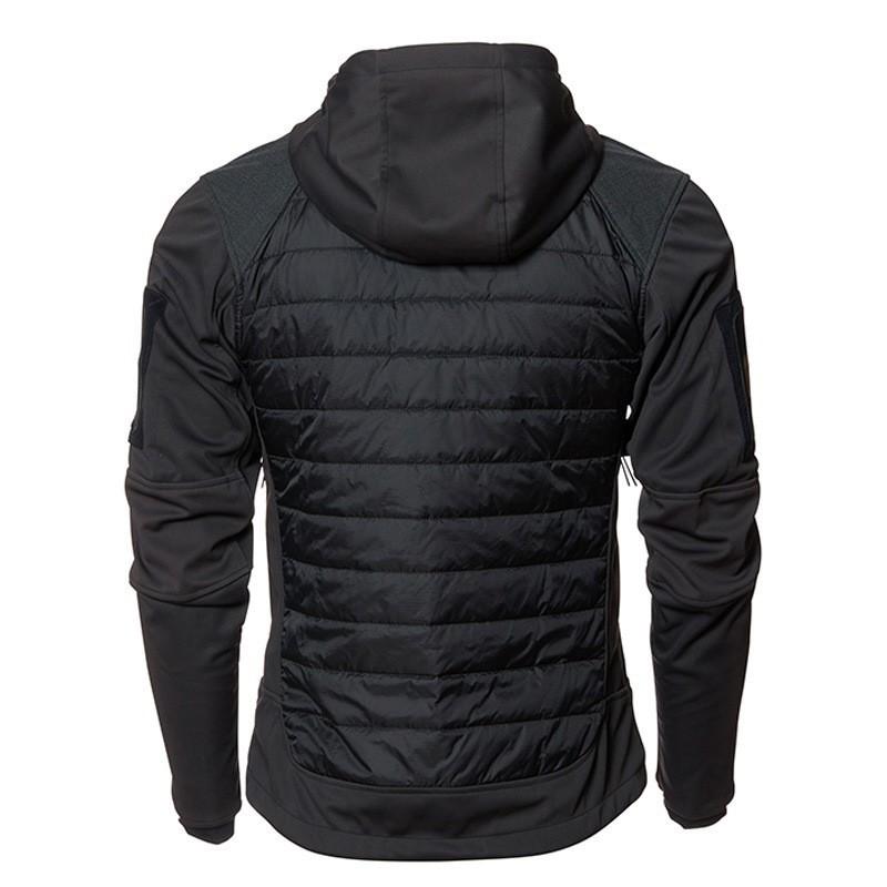 Lightweight Cotton Clothes Men s Outdoor Camouflage Climbing Jacket Warm Cold-proof Hooded Coat Multi-pocket XXXL чёрный