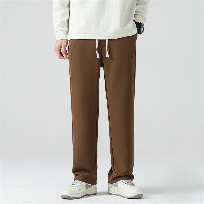 Men's Spring and Autumn Three-dimensional Tailoring Loose Casual Versatile Wide-leg Pants Simple Drawstring Sports Solid Color Sweatpants