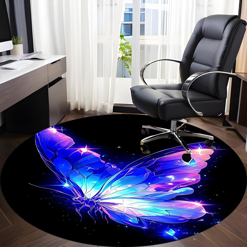 1pc Butterfly Wings Office Round Area Rug, Indoor Mat Suitable ForOffice, Under Office Chairs Bedroom Living Room Home Decor, Room Deco T104