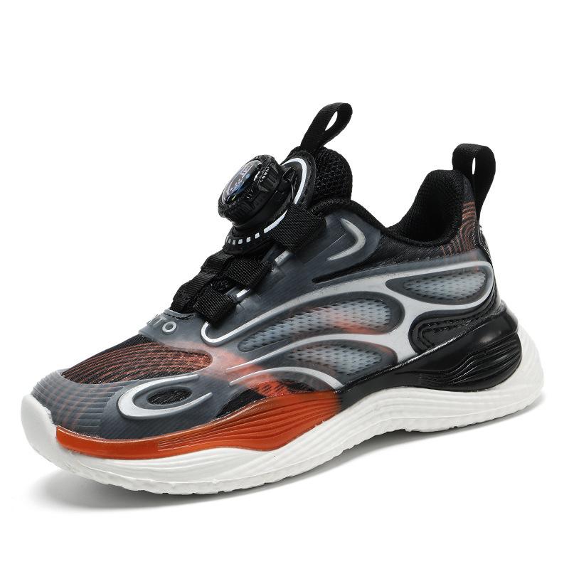 2025 Summer New Boys Basketball Shoes Fashionable Versatile Mesh Breathable Rotating Buckle Youth Sneakers