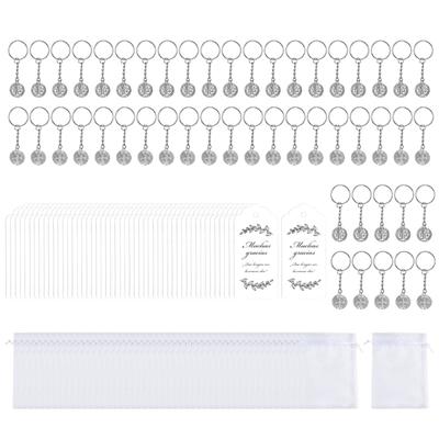 50PCS Religious Theme Metal Keychain Set with Wrapping Bag and Labels For Wedding Birthday Christmas Easter Celebration